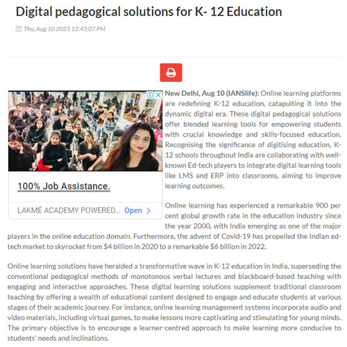 Digital pedagogical solutions for K- 12 Education